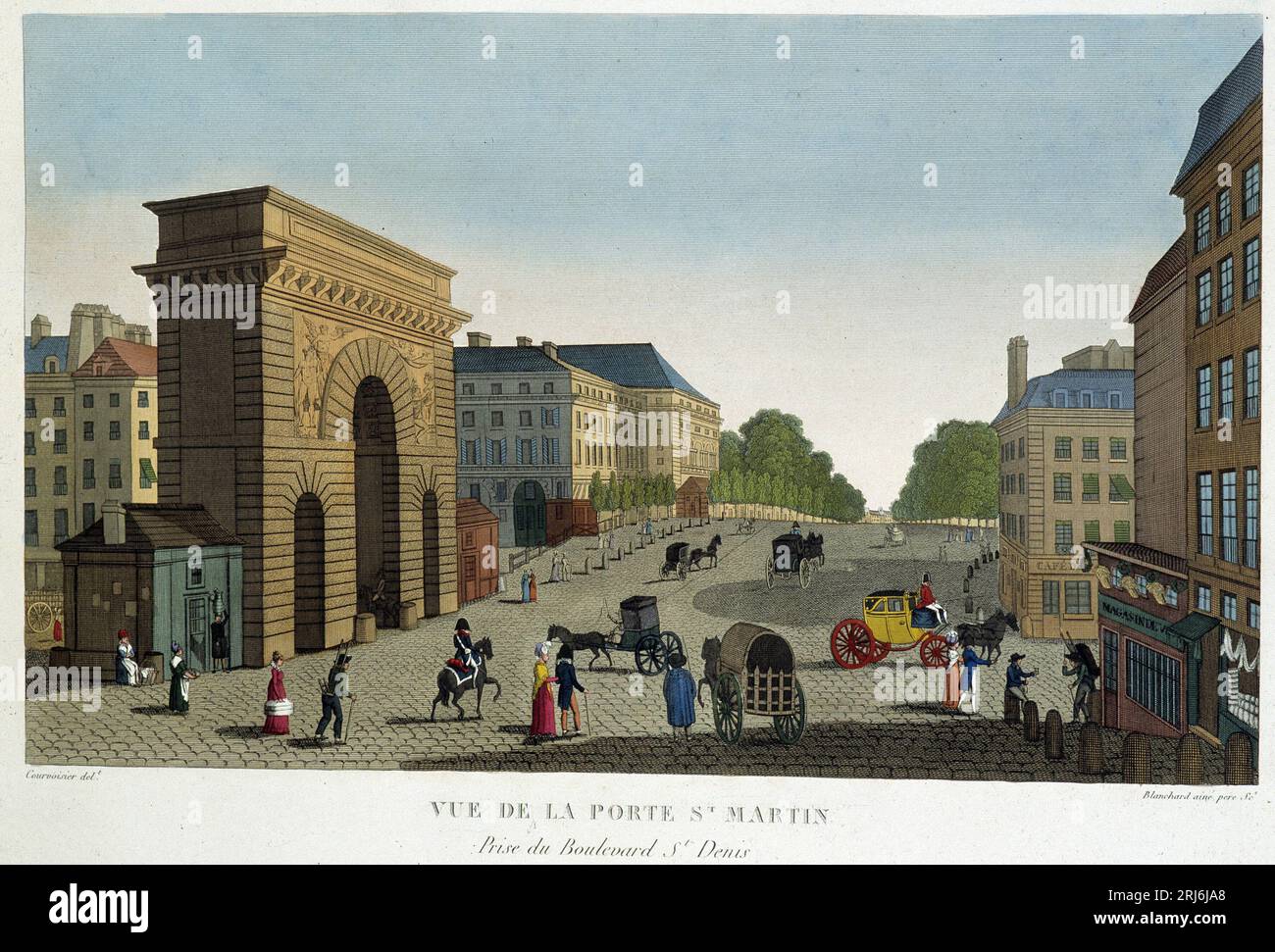 Vue de la Porte St Martin - dans 'Vues de Paris' par Courvoisier, 1827 Banque D'Images