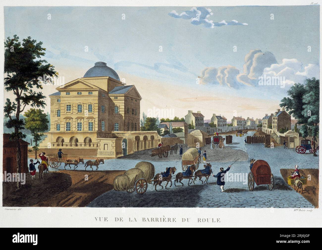 Vue de la barrière du Roule - dans 'Vue de Paris, vers 1810 : les barrieres de Paris' par Courvoisier Banque D'Images