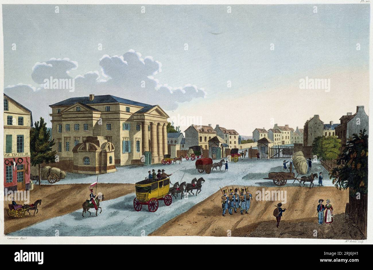 Vue de la barriere St Denis - dans 'Vue de Paris, vers 1810 : les barrieres de Paris' par Courvoisier Banque D'Images