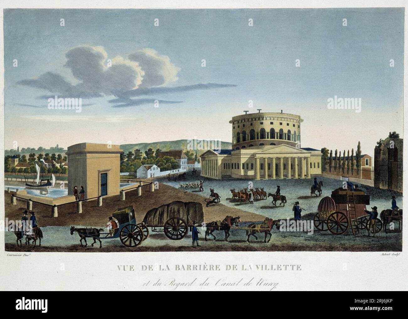 La barrière de la Villette, vers 1820 - dans 'Vues de Paris' de Courvoisier, 1827 Banque D'Images