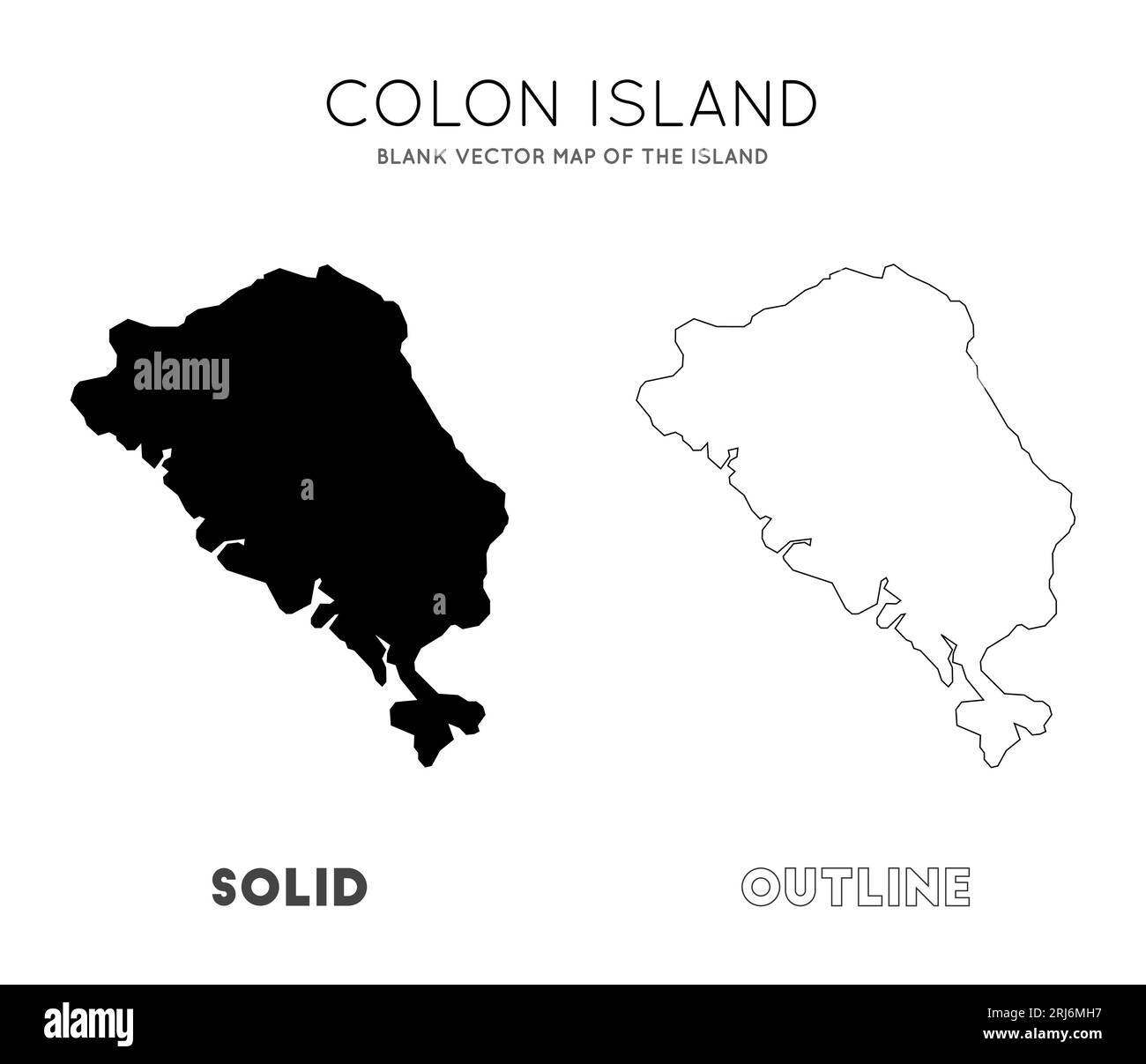 Carte de l'île du côlon. Borders of Colon Island pour votre infographie. Illustration vectorielle. Illustration de Vecteur
