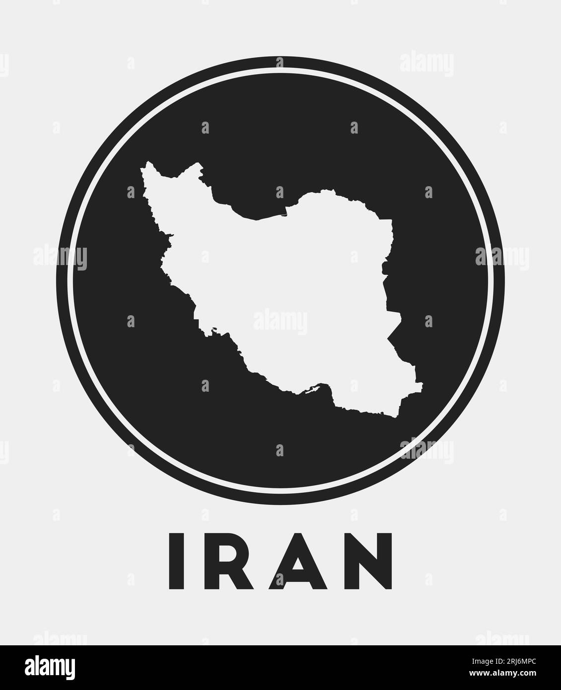 Icône Iran. Logo rond avec carte du pays et titre. Badge Iran élégant avec carte. Illustration vectorielle. Illustration de Vecteur