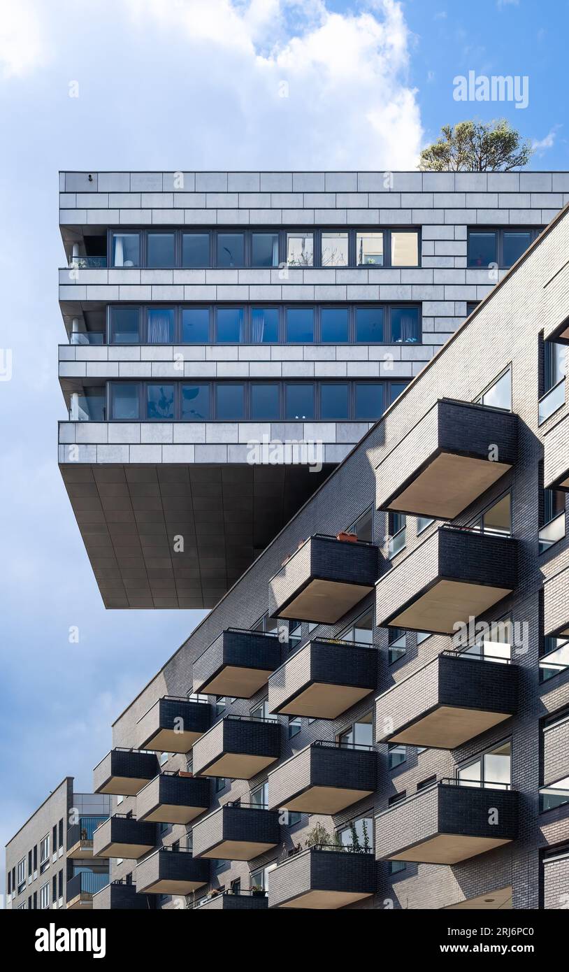 Amsterdam, pays-Bas - le Grande Cour logement et développement commercial par MVSA Architecten, de Architekten Cie, Heren 5 architecten Banque D'Images