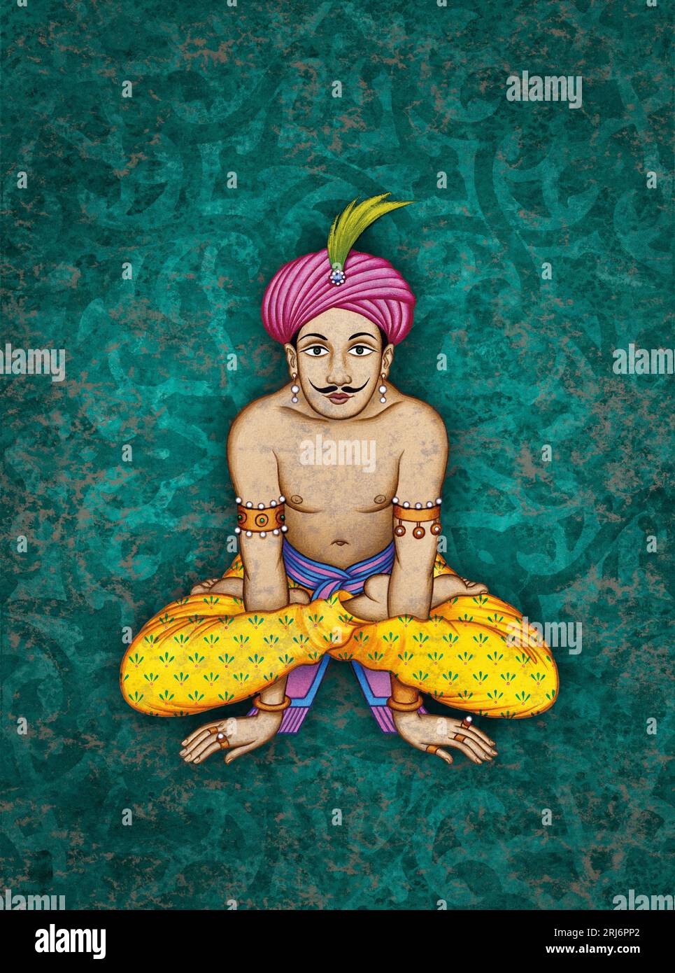 Série d'illustrations : Fakir dans trois positions de yoga différentes. Image 1 sur 3 Banque D'Images