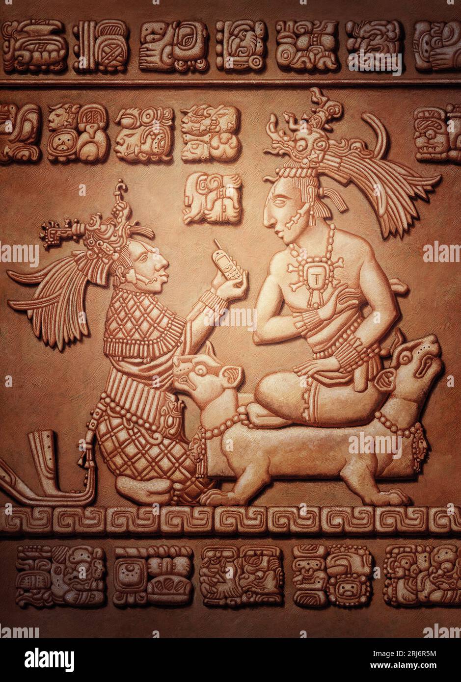 La communication satirized dans l'ancien Mexique Banque D'Images