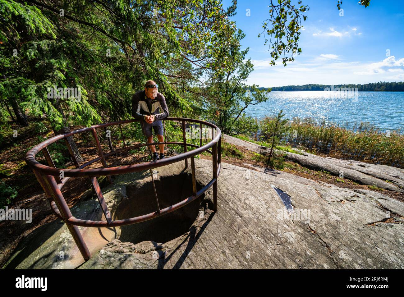 Une bouilloire géante sur l'île de Vartiosaari à Helsinki, Finlande Banque D'Images