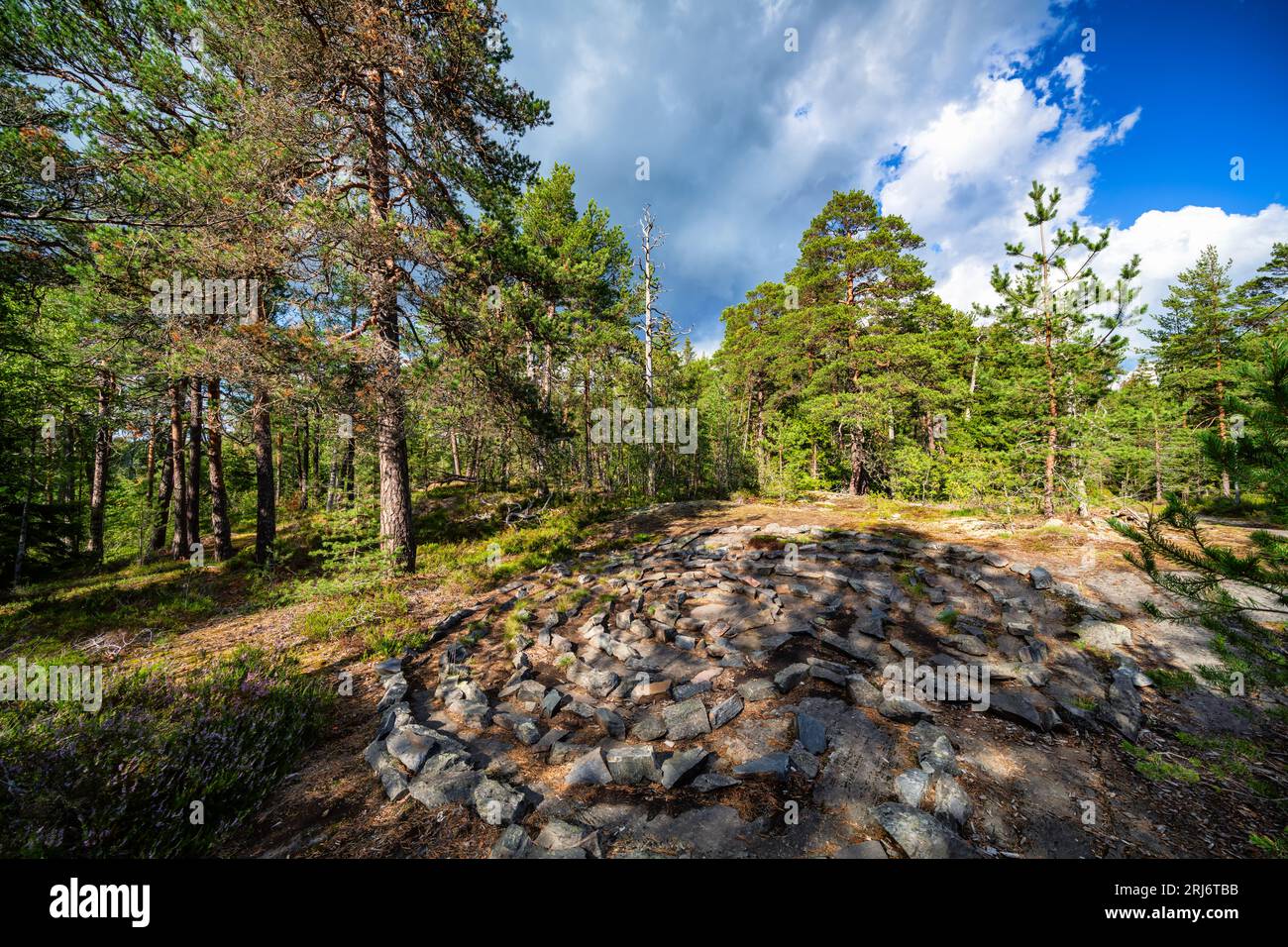 Un cercle de pierre sur l'île de Vartiosaari à Helsinki, Finlande Banque D'Images