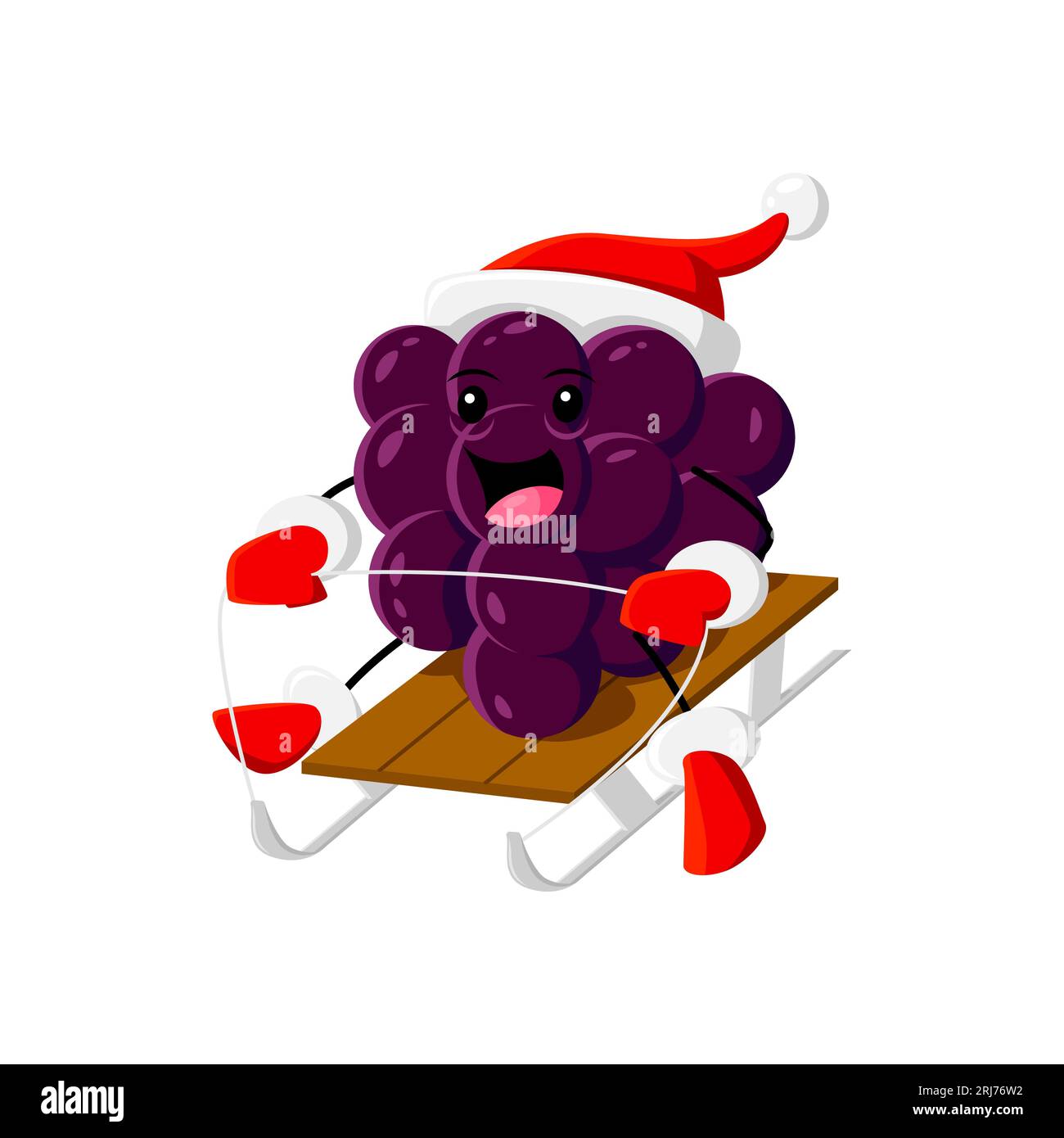 Dessin animé noël le personnage de grappes de raisin Berry traîne joyeusement à travers un pays des merveilles de l'hiver, apportant sourires et esprit festif à tous. Isolé Illustration de Vecteur