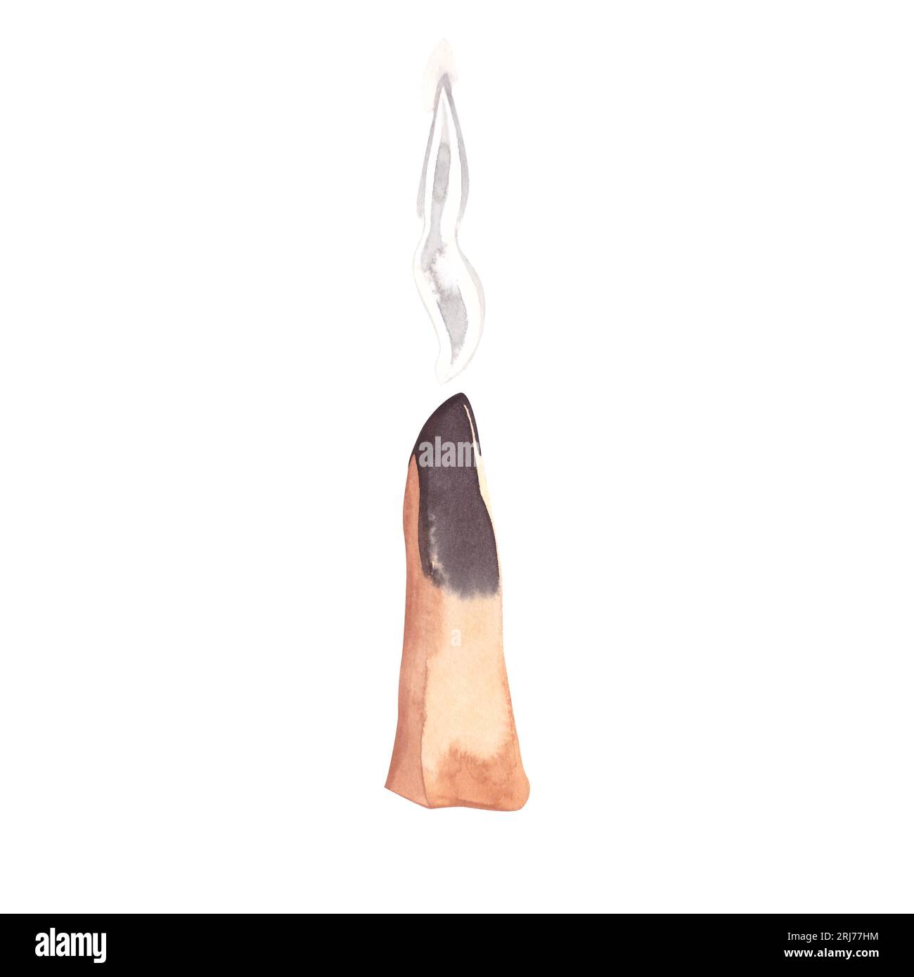 Palo santo avec fumée blanche, fumigation et rituel de purification. Clipart. Illustration aquarelle isolée dessinée à la main. Banque D'Images