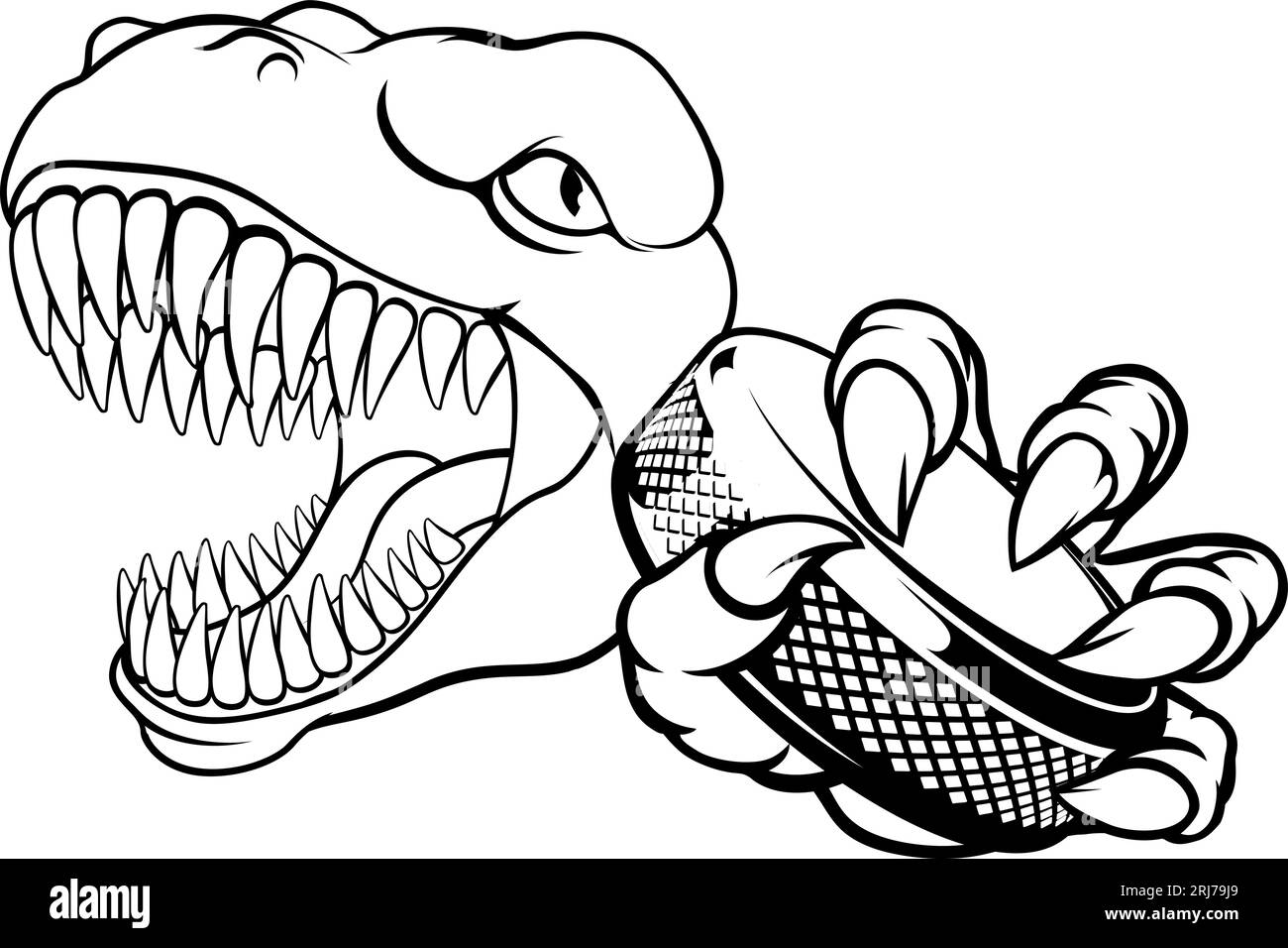 Joueur de Hockey sur glace dinosaure Sports Animal Mascot Illustration de Vecteur