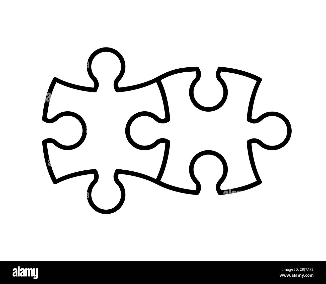Deux pièces de puzzle s'adaptant ensemble icône de ligne. Concept de solution. Pièces de puzzle connectées. Résolution d'une idée de problème. Pièces compatibles. Autisme. Vecteur Illustration de Vecteur