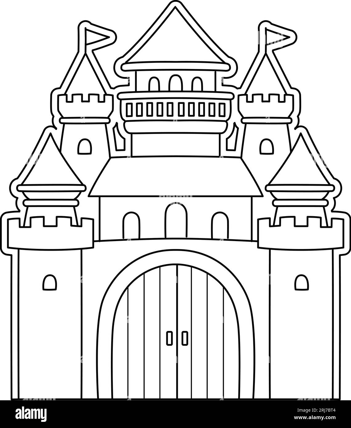 Castle Isolated coloriage page pour enfants Illustration de Vecteur