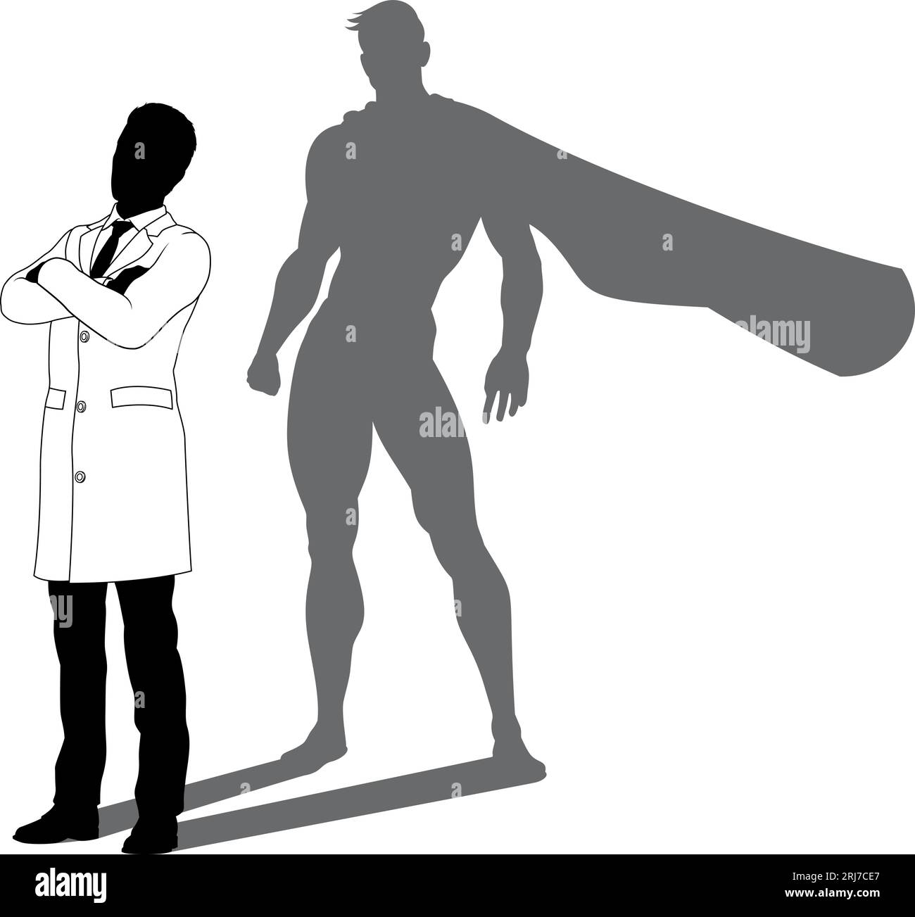 Super-héros Biologiste Super Hero Shadow Silhouette Illustration de Vecteur