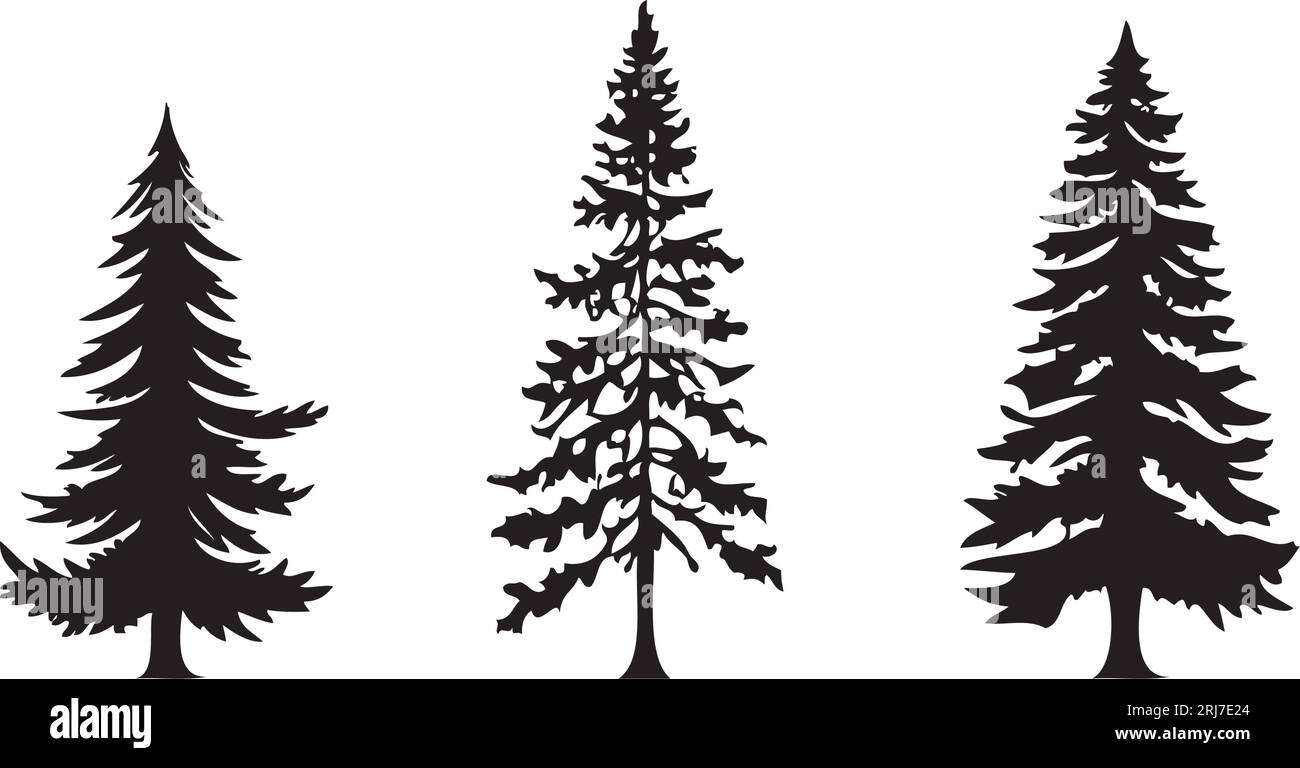 ensemble de vecteur isolé de silhouette de sapin Illustration de Vecteur