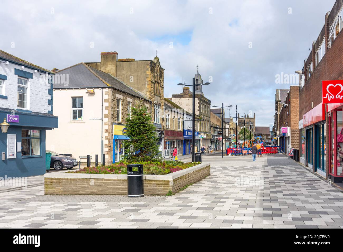 Pedestrianised Middle Street, Consett, comté de Durham, Angleterre, Royaume-Uni Banque D'Images