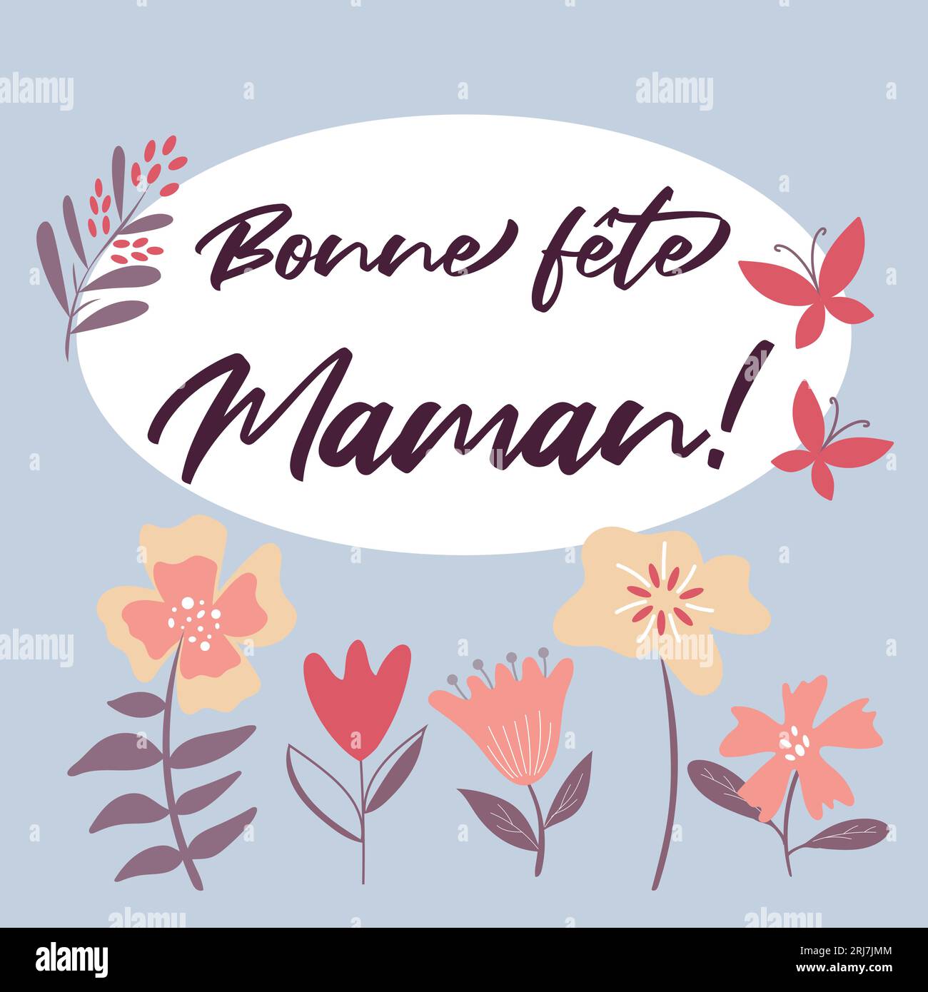 Jolie carte de voeux pour la fête des mères en français Image Vectorielle  Stock - Alamy