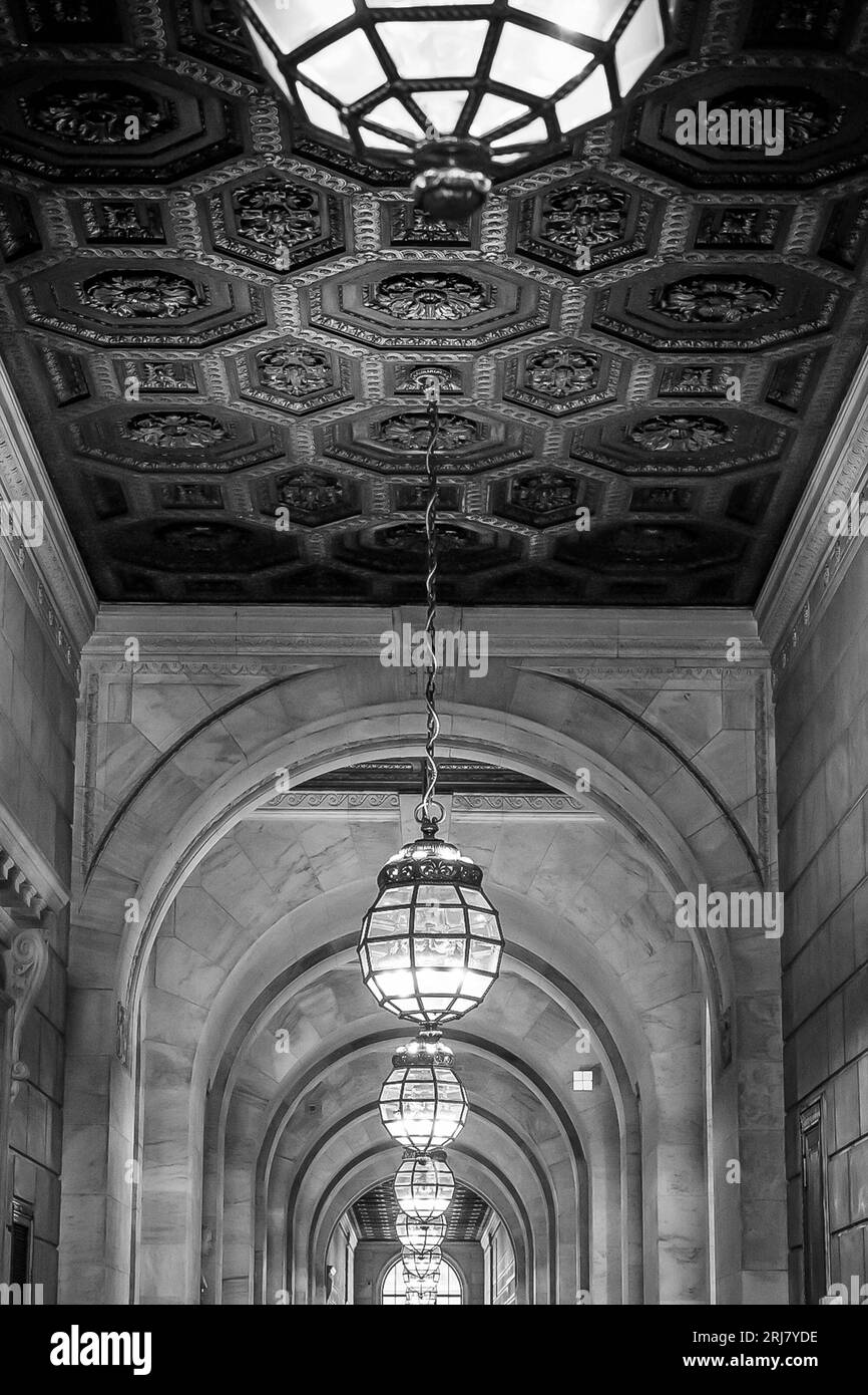 Bibliothèque publique de New York à l'intérieur de l'architecture Banque D'Images