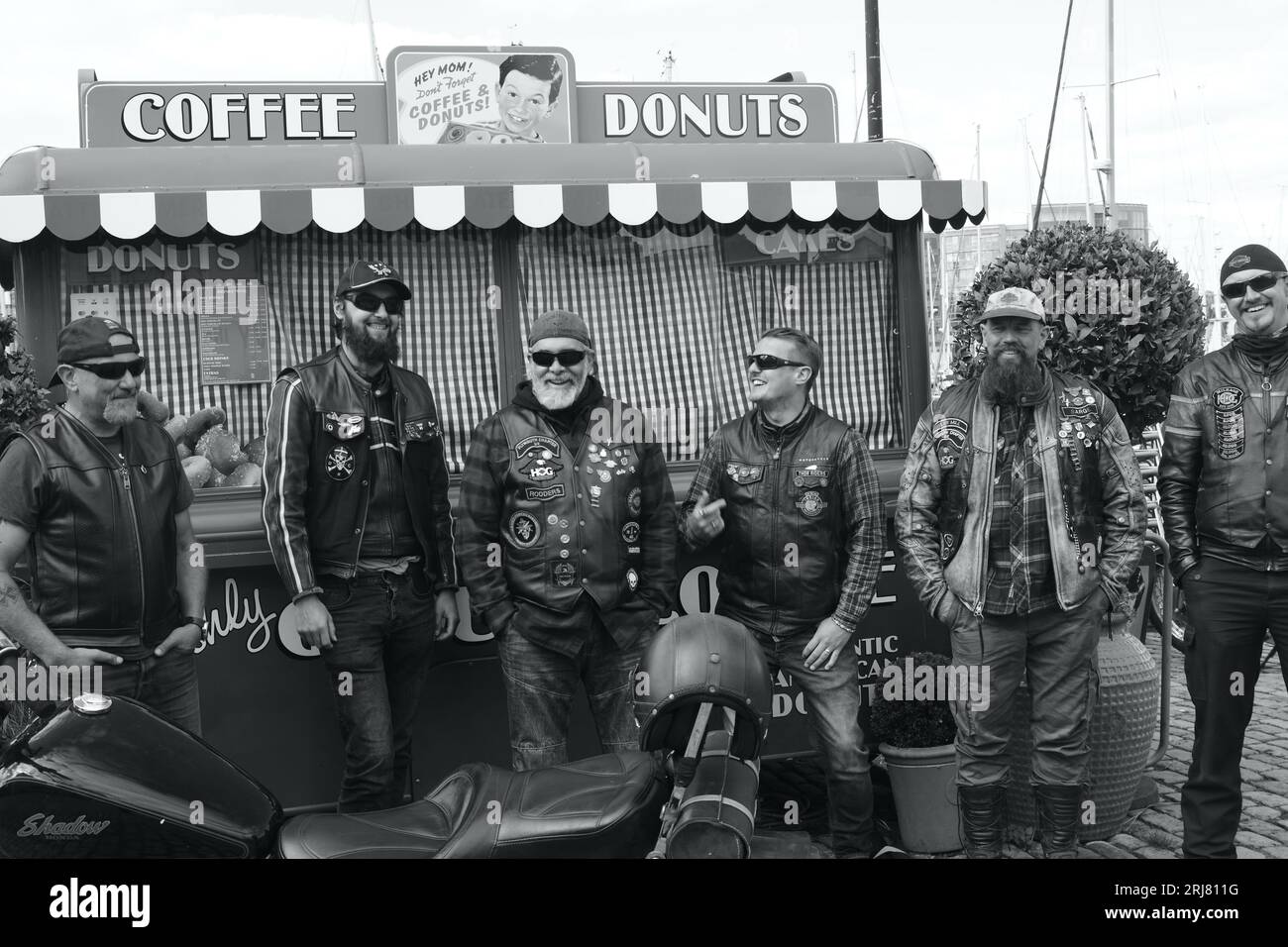 Hells Angels - le chapitre de Plymouth. Un groupe de motards se retrouve à Plymouth Banque D'Images