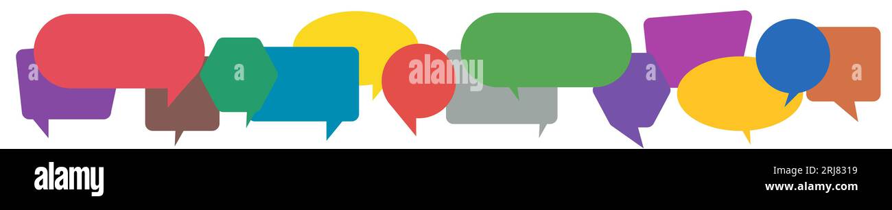 Bulles de dialogue colorées. Idée dans le réseau d'affaires. Illustration plate du concept de communication sur fond blanc isolé. Illustration de Vecteur