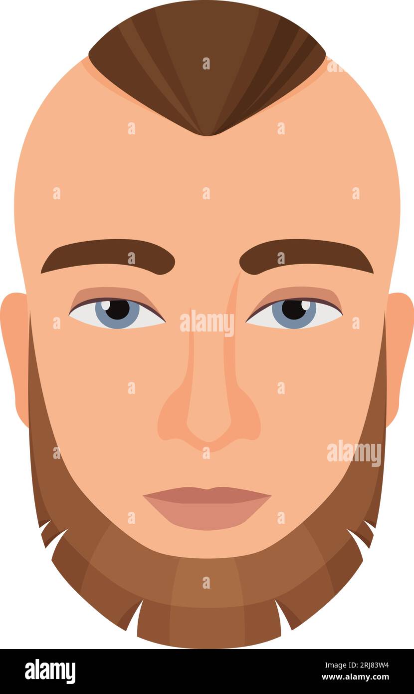 Coupe de cheveux élégante masculine. Visage d'homme barbu, illustration isolée de vecteur de gars hipster cool Illustration de Vecteur