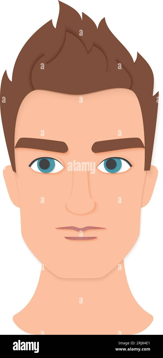 Tête d'homme avec une coiffure élégante. Coiffeur de salon de coiffure, belle illustration vectorielle de dessin animé de gars Illustration de Vecteur