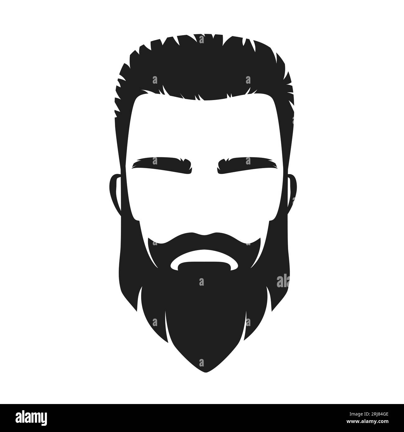 Logo barbu man Barbershop. Emblème de visage masculin hipster, illustration vectorielle cool de coiffure Illustration de Vecteur