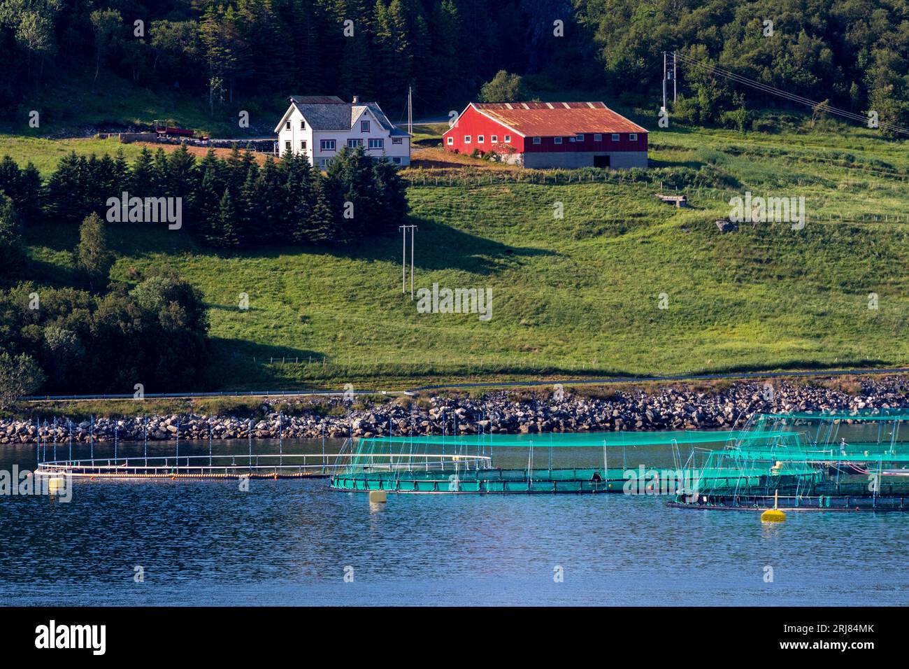 Pisciculture, Romsdalfjorden, More og Romsdal County, Norvège, Scandinavie Banque D'Images
