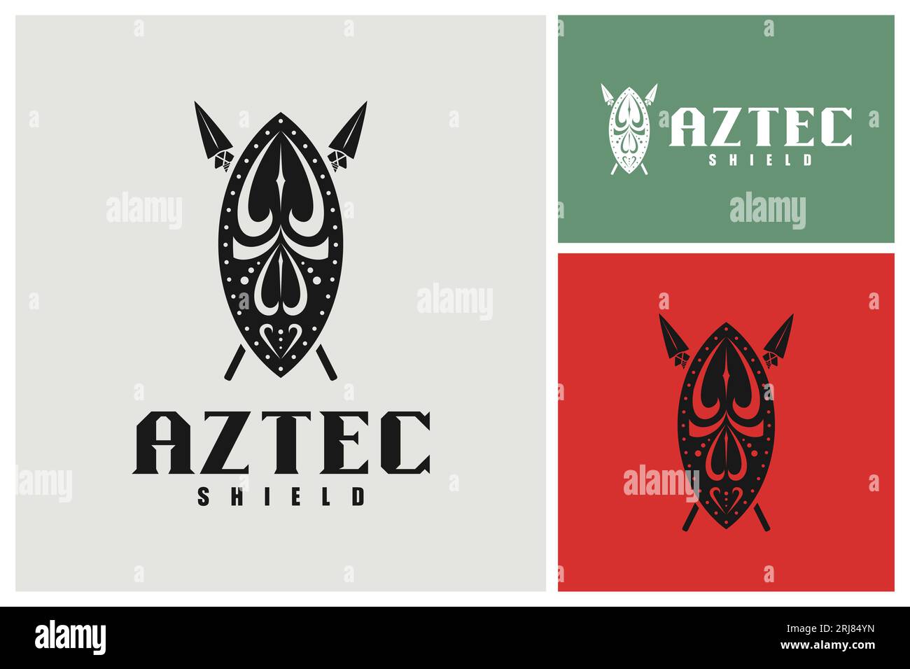 Ethnic Shield et Spear Tribal logo Vector Design inspiration Illustration de Vecteur