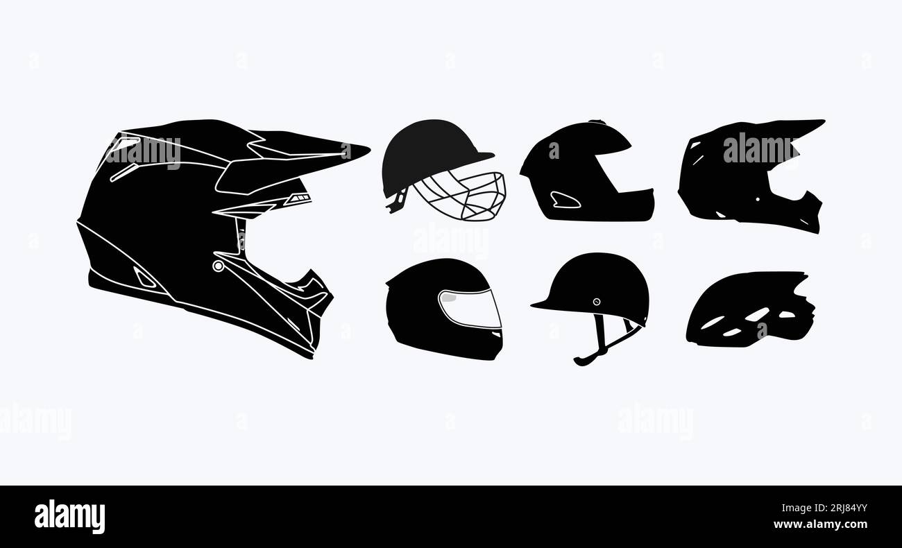 types de conception de vecteur de faisceau de casque, de moto et de casque de sport Illustration de Vecteur