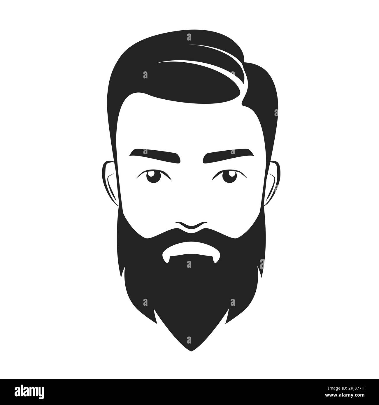 Logo Barbershop à tête barbu. Illustration vectorielle d'emblème de salon de coiffure élégant Illustration de Vecteur