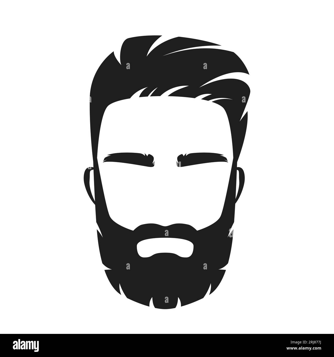 Logo Barbershop taille basse barbu. Illustration vectorielle d'emblème de coiffeur élégant Illustration de Vecteur