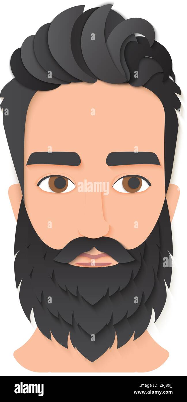 Tête d'homme barbu. Coiffeur de salon de coiffure, belle illustration vectorielle de dessin animé de gars Illustration de Vecteur