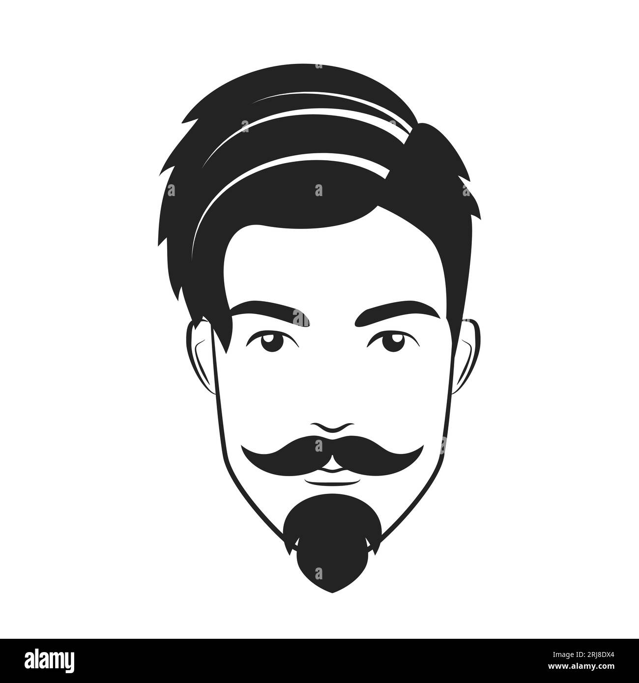 Logo élégant de barbier à tête masculine. Illustration vectorielle d'emblème de coiffeur moderne Illustration de Vecteur