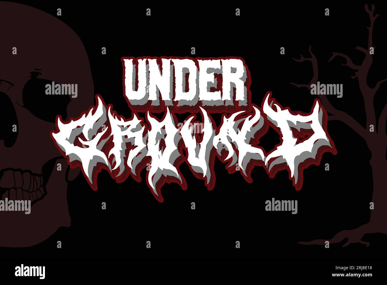 Lettrage sous terre, effrayant, horreur, élément vectoriel. Genre de musique underground Illustration de Vecteur