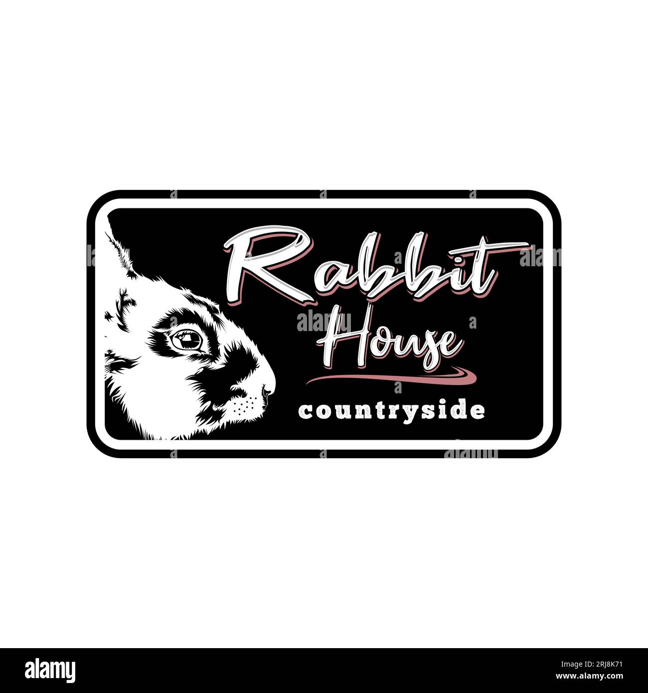 Rabbit Bunny Head Label Emblem Design Vector Illustration de Vecteur