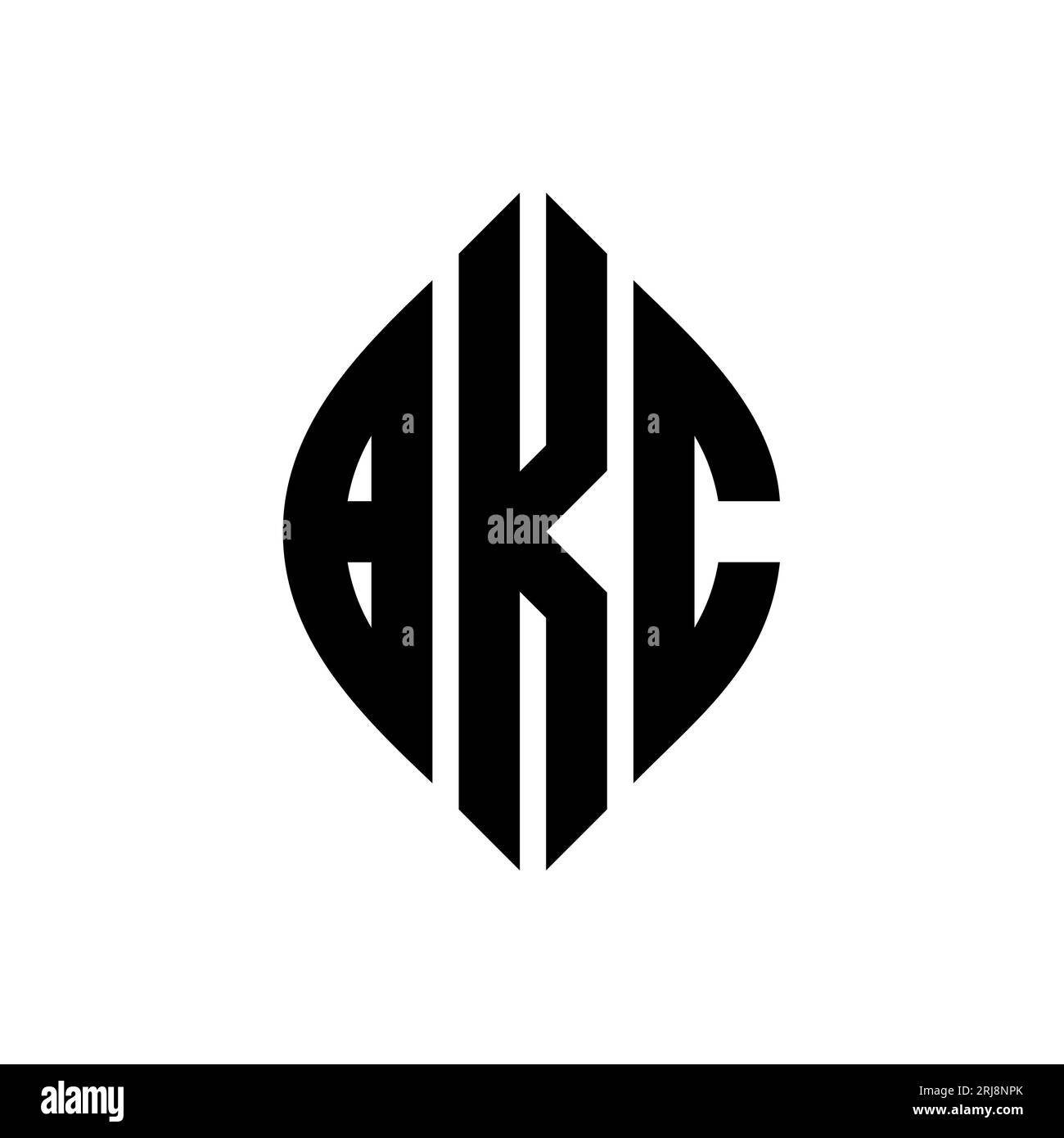 Logo de lettre circulaire BKC avec forme de cercle et d'ellipse. Lettres elliptiques BKC avec style typographique. Les trois initiales forment un logo circulaire. BKC ci Illustration de Vecteur