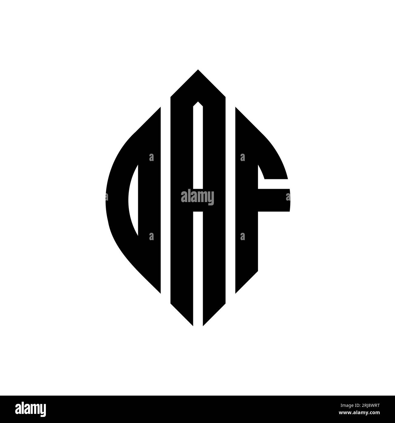 Logo DAF de lettre cercle avec forme de cercle et d'ellipse. Lettres elliptiques DAF avec style typographique. Les trois initiales forment un logo circulaire. DAF ci Illustration de Vecteur