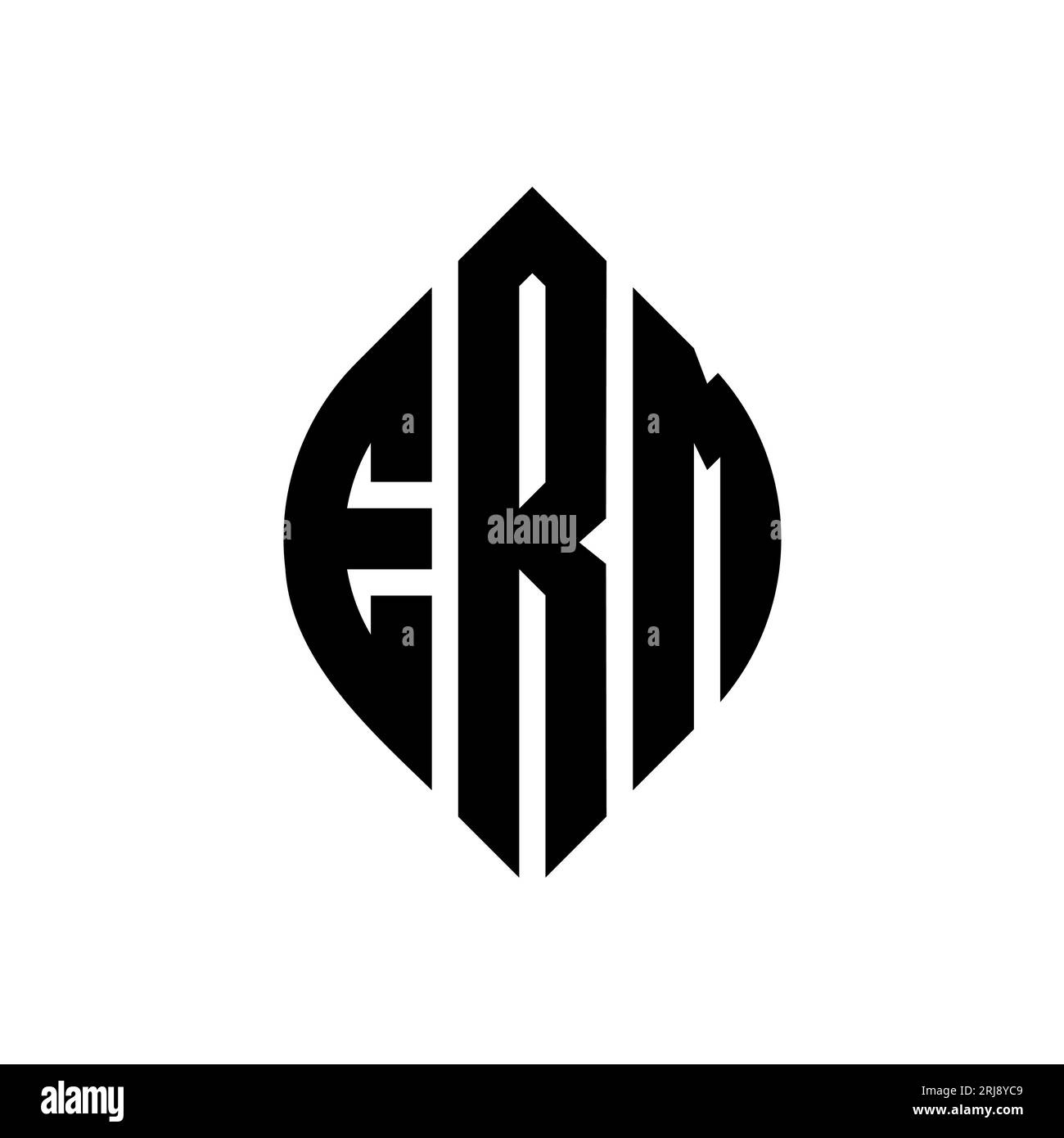 Logo de lettre cercle ERM avec forme de cercle et d'ellipse. Lettres elliptiques ERM avec style typographique. Les trois initiales forment un logo circulaire. ERM ci Illustration de Vecteur
