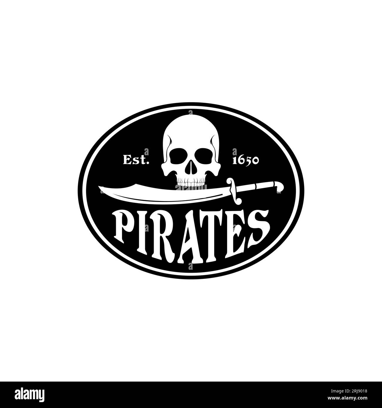 Pirate Emblem Vector , crâne et épée pour Jolly Roger Pirate logo Illustration de Vecteur