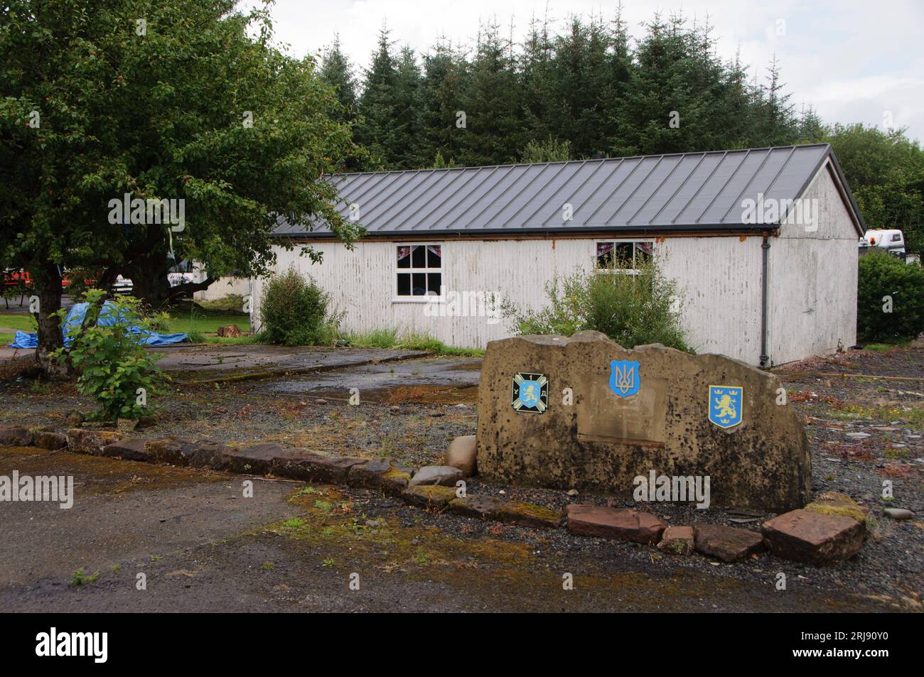 Hallmuir Chapelle ukrainienne construite par des membres de la Waffen SS galicienne secrètement logée dans un camp de prisonniers de guerre près de Lockerbie en Écosse après la Seconde Guerre mondiale Banque D'Images