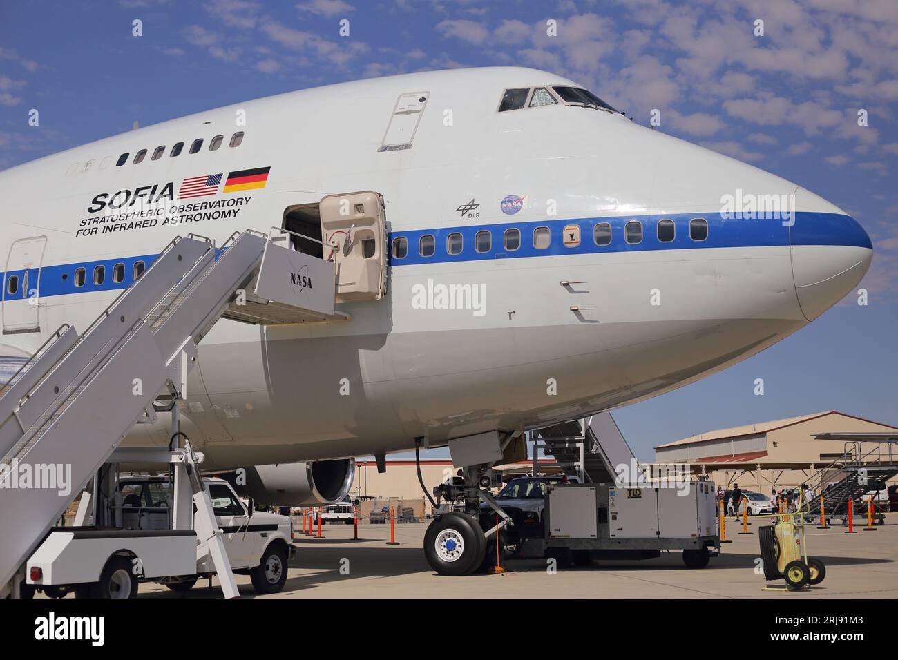 Edwards Air Force base, CA, USA - 15 octobre 2022 : le jet 747SP de la NASA SOFIA (Stratospheric Observatory for Infrared Astronomy) est exposé. Banque D'Images