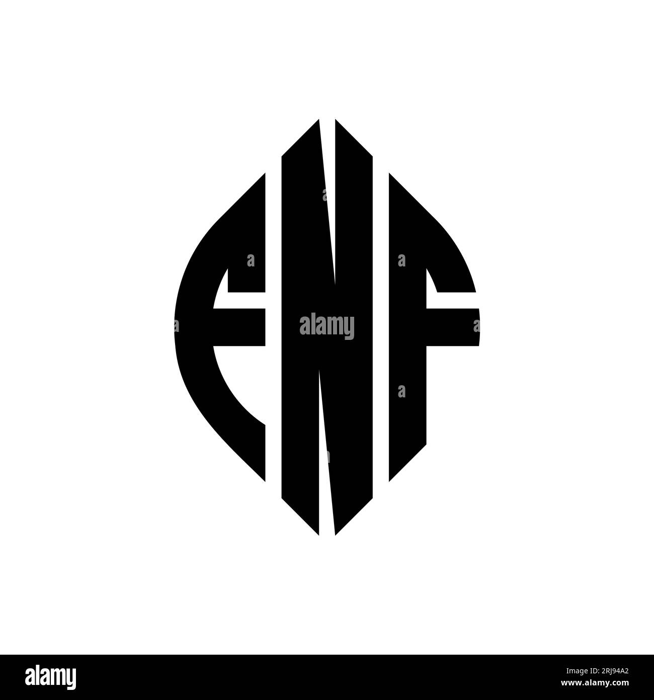 Logo de lettre cercle FNF avec forme de cercle et d'ellipse. Lettres elliptiques FNF avec style typographique. Les trois initiales forment un logo circulaire. FNF ci Illustration de Vecteur