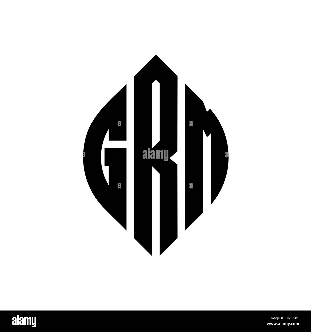 Logo de lettre cercle GRM avec forme de cercle et d'ellipse. Lettres elliptiques GRM avec style typographique. Les trois initiales forment un logo circulaire. GRM ci Illustration de Vecteur