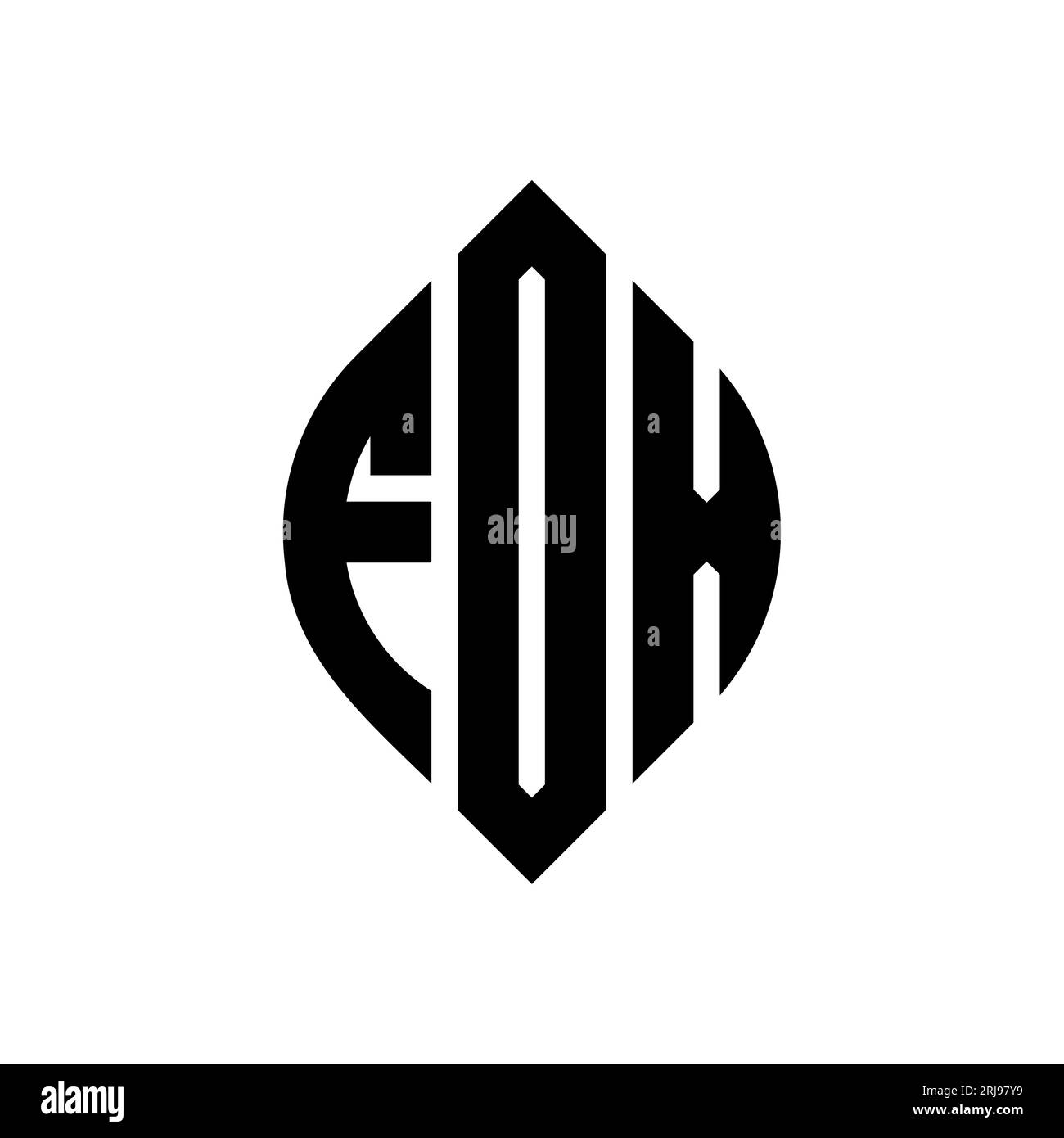 Logo de lettre cercle FOX avec forme de cercle et d'ellipse. Lettres elliptiques FOX avec style typographique. Les trois initiales forment un logo circulaire. FOX ci Illustration de Vecteur