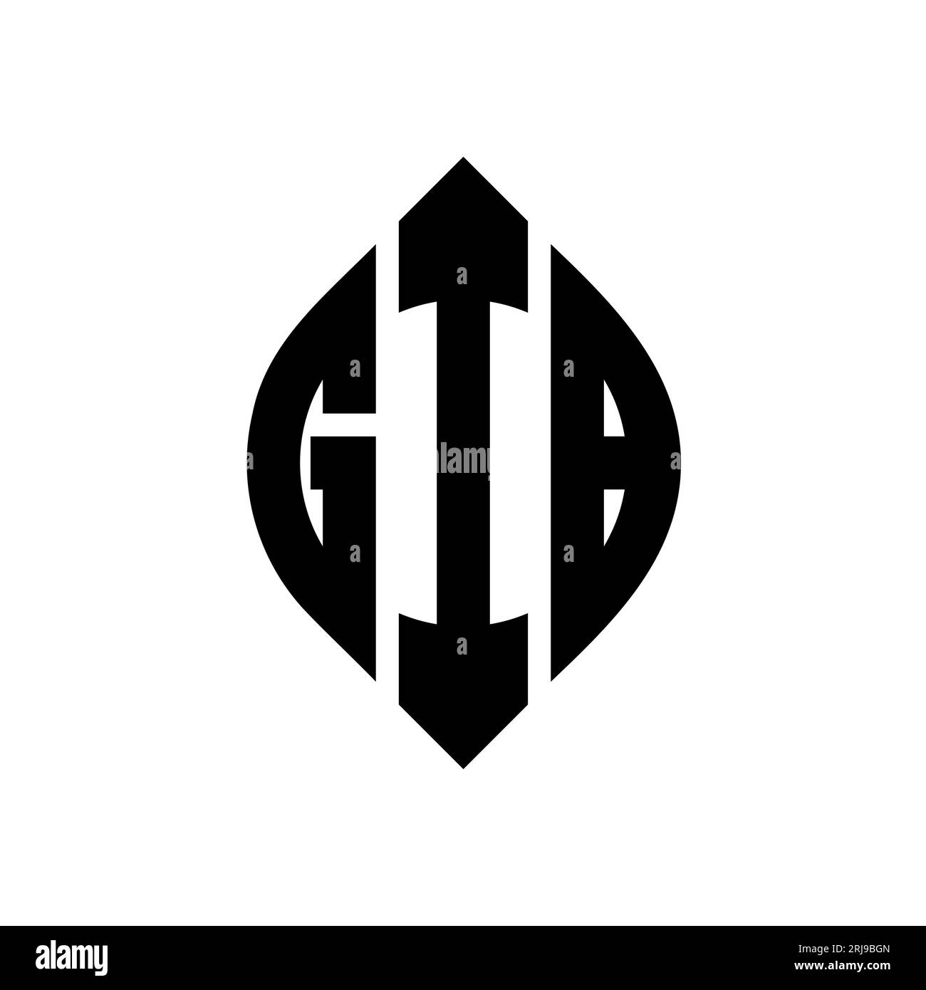 Logo GIB Circle avec forme de cercle et ellipse. Lettres elliptiques À GIB avec style typographique. Les trois initiales forment un logo circulaire. CIB Illustration de Vecteur