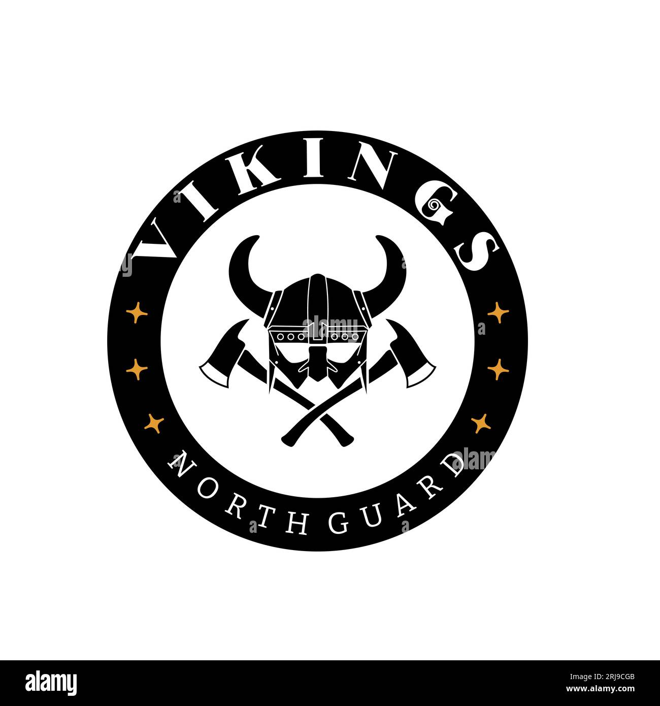 Emblème du logo de l'équipe Viking avec axe croisé Illustration de Vecteur