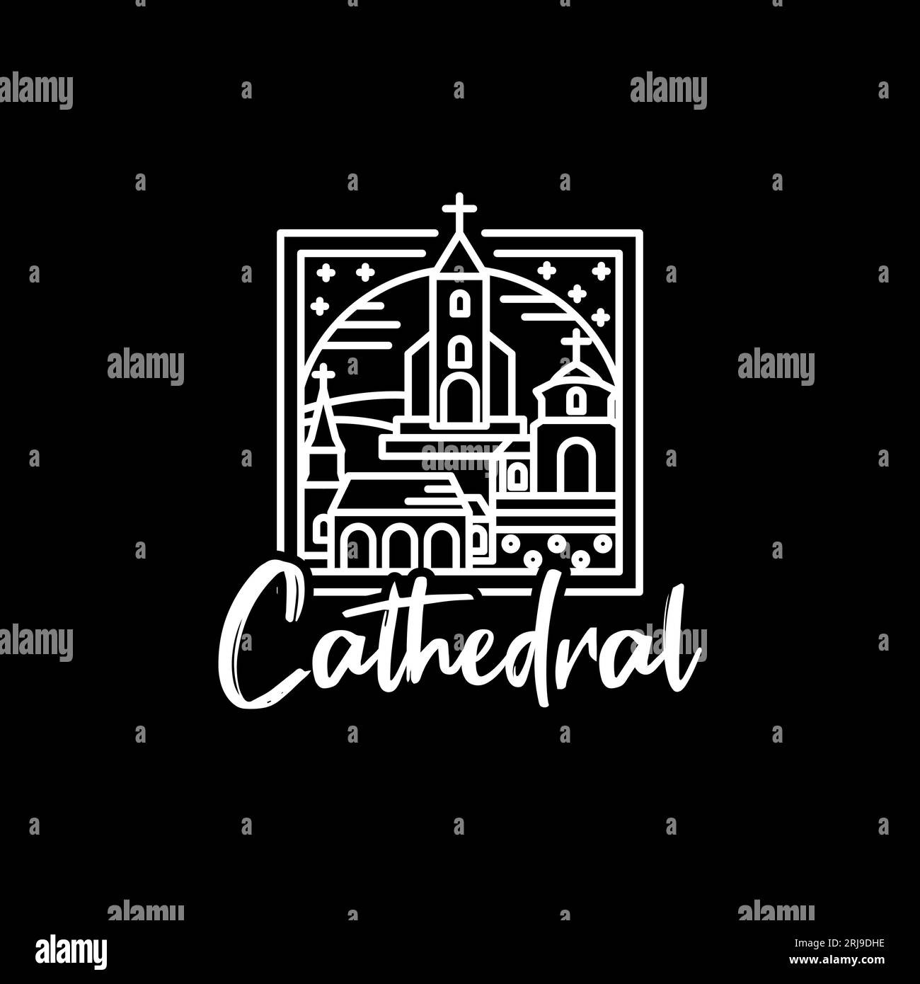 Vecteur de conception de logo Church Cathedral. Design moderne de logo d'église d'art de ligne Illustration de Vecteur