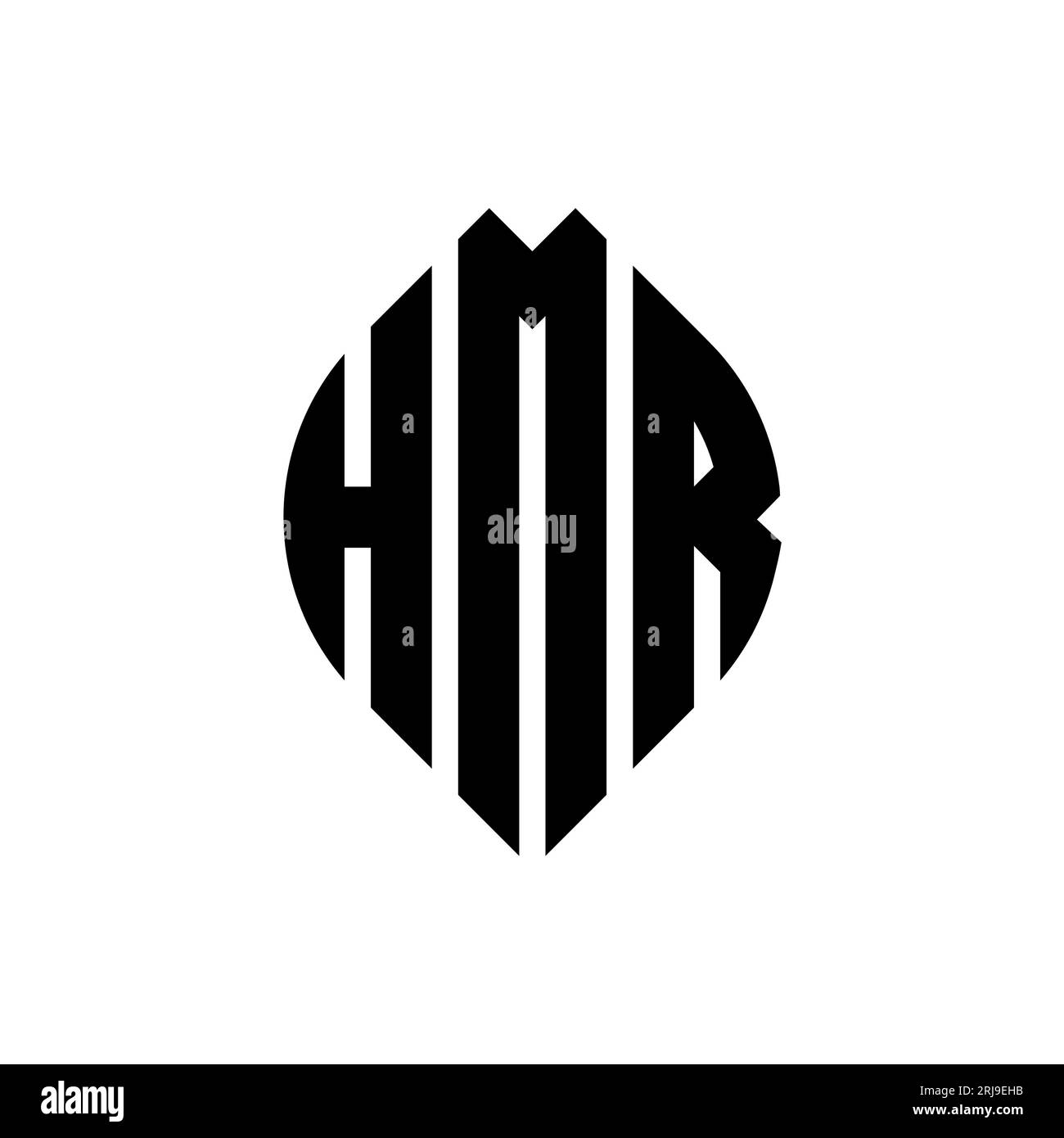 Logo de lettre cercle HMR avec forme de cercle et d'ellipse. Lettres elliptiques HMR avec style typographique. Les trois initiales forment un logo circulaire. Ci HMR Illustration de Vecteur