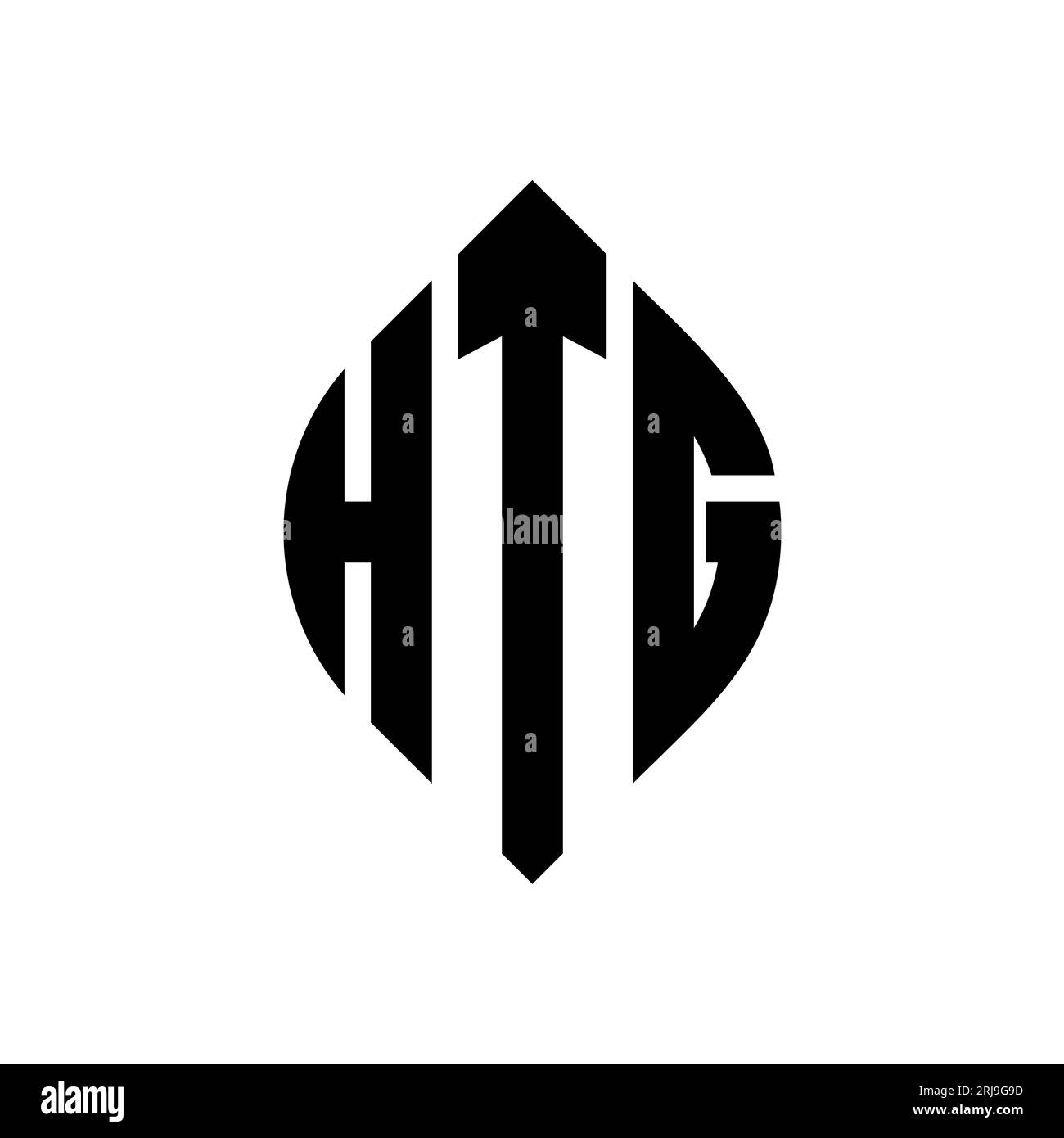 Logo de lettre cercle HTG avec forme de cercle et d'ellipse. Lettres elliptiques HTG avec style typographique. Les trois initiales forment un logo circulaire. Ci HT Illustration de Vecteur