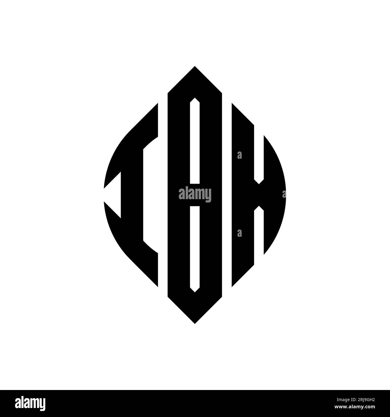 Logo de lettre cercle IBX avec forme de cercle et d'ellipse. Lettres elliptiques IBX avec style typographique. Les trois initiales forment un logo circulaire. IBX ci Illustration de Vecteur